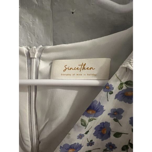 Since Then Purple White Floral Midi Dress Sz L - Picture 4 of 8